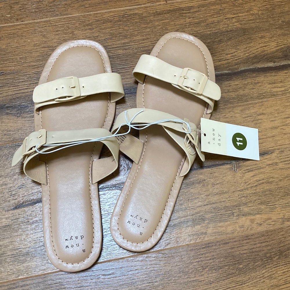 a new day Beige & Tan Double Strap Slide Sandals